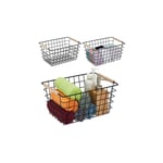Trådkorgar med trähandtag 3-pack