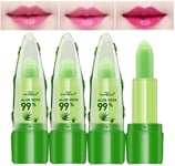 Btspring 3 Pack Aloe Vera Lip Balm, Moisturizing Lipstick Temperature Color Lip