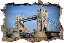 pixxp Rint 3D WD s1436 _ 92 x 62 Gigantesque Tower Bridge percée 3D Sticker Mural Mural en Vinyle, Multicolore, 92 x 62 x 0,02 cm