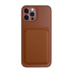 Credit Card Holder Compatible for iphone12/12 Pro/12 Pro MAX，Magnetic Phone case Cover and Magnetic Leather Wallet,Brown,for iphone 12 pro 6.1"