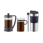 Bodum Coffee set with coffee press. cup. Travel mug and spoon Black