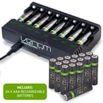 Rechargeable Battery Charging Dock plus 24 x High Capacity 800mAh AAA Batteries