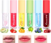 Mrettick Hydrating Lip Glow Oil 6 Pack Moisturizing Lip Balm Fruit-Flavored Lip 