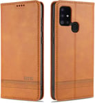 Coque Pour Samsung Galaxy M31 Coque À Rabat Étui De Protection Housse En Cuir Avec Béquille Porte Carte Magnétique Fermeture Jaune