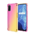 GOGME Case for Realme 7 5G(Not for Realme 7 4G) Case, Gradient Color Ultra-Slim Crystal Clear Anti Smudge Silicone Soft Shockproof TPU + Reinforced Corners Protection Phone Cover (Pink/Gold)