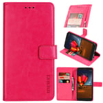 Cubot C20 Premium Leather Wallet Case [Card Slots] [Kickstand] [Magnetic Buckle] Flip Folio Cover for Cubot C20 Smartphone(Rose red)