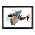 Big Box Art Pineapple Fruit by Ren Yi Framed Wall Art Picture Print Ready to Hang, Black A2 (62 x 45 cm)