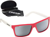 Cressi Rio-Sunglasses Premium Lunettes de Soleil Polarisées 100% Anti UV-avec étui Rigide Mixte, Rouge Blanc/Verres Miroir, Taille Unique