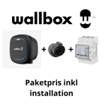 Paketpris 2 Wallbox Pulsar Max 22kW laddbox + Power Boost lastbalansering + hållare inkl installation: 5 METER / Installation utan grön teknik / SVART