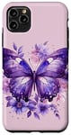 Coque pour iPhone 11 Pro Max Papillon violet bohème rétro sorcière papillon vintage lavande