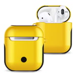 Protective Case Varnished PC Bluetooth Earphones Case Anti-lost Storage Bag for Apple AirPods 1/2 (Color : Yellow)