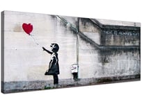 NOBRAND Large Canvas Prints of Banksy's Girl with the Red Balloon for your Dining Room Graffiti Wall Art Picture Painting 50x140cm(19.7x55.1 inch) No Frame