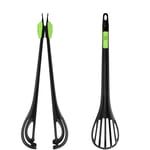 Kitchen Tongs Egg Whisk,Multifunctional 2 in 1 Manual Egg Beater Whisker Locking Food Tongs Salad Mixer for Cooking, Mixing, Barbecue (1PC)