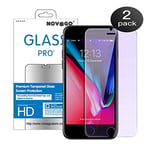 NOVAGO Compatible avec iPhone 6, 6S, iPhone 7, iPhone 8,iPhone SE 2020-2 Films Protection écran vitre Verre Trempé résistant avec Effet Filtre de lumière Bleue (X2)