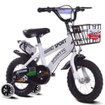 LYN Kids Bike, Kids Bike,Childrens Scooter Bikes,In Size 12'', 14'', 16'', 18'' Carbon Steel Frame,for 3-10 Years old with Training Wheels & Hand Brakes (Color : Silver, Size : 18'')