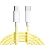 NÖRDIC 1m USB 2.0 USB-C til C-kabel for iPhone 15/15 Pro/15 Plus/15 Pro Max 24A 480Mbps 60W gul
