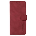 Asus Rog Phone 5 KHAZNEH Leather Wallet Case - Tygstruktur - Röd
