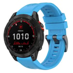 For Garmin Fenix 7 Solar / Sapphire Solar Solid Color Black Buckle Silicone Quick Release Watch Band(Sky Blue)