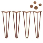 SKISKI LEGS 4Pcs 16 Copper Hairpin Table Legs Set Metal FREE Screws + Feet Bench