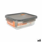 Hermetisk matlåda MasterChef Grå Transparent Rektangulär 1,5 L (6 antal)