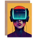 Gamer Girl VR Headset for Wife Her Birthday Thank You Blank Greeting Card
