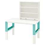 IKEA - PÅHL Työpöytä + hylly, valkoinen/turkoosi, 96x58 cm