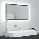 vidaXL badeværelsesspejl m. LED-lys 80x8,5x37 cm spånplade grå højglans