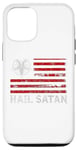 Coque pour iPhone 14 Pro Upside Down Cross 666 Drapeau américain All Hail Satanic