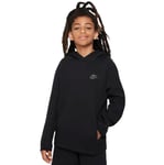 NIKE FD3291-010 B NSW TECH FLC PO HOODIE Sweatshirt Boy's BLACK/BLACK Size XL