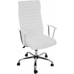 Décoshop26 - Chaise fauteuil de bureau sur roulettes pivotant hauteur réglable en synthétique blanc - blante