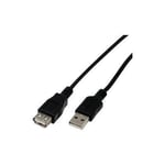 MCL SAMAR Rallonge USB 2.0 type A - Mâle/femelle - 3 m - Noir
