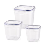 New 3x Clear Plastic Container Storage Box Airtight Kitchen Food Freezer Tub UK