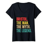 Womens Mens Bristol The Man The Myth The Legend Personalized Funny V-Neck T-Shirt