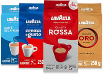 Lavazza Ground Coffee - Oro, Rossa, Crema Gusto & Dek (Decaf) - 4 Pack