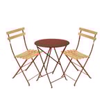 Fermob - Bistro matgrupp Ø60cm & 2 trä stolar red ochre - Matgrupper utomhus