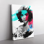 Elizabeth Taylor No.1 V2 Modern Canvas Wall Art Print Ready to Hang, Framed Picture for Living Room Bedroom Home Office Décor, 76x50 cm (30x20 Inch)