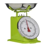 Premier Housewares Retro Kitchen Scales with Bowl Stainless Steel Food Cooking Scales 5kg Food Scales Weighing Kitchen Scale Bowl Lime Green 26x22 x21