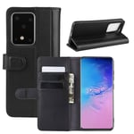 Äkta Läderfodral Samsung Galaxy S20 Ultra Svart
