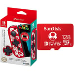 Hori Nintendo Switch D-Pad Controller (L) (Super Mario) & SanDisk microSDXC UHS-I card for Nintendo 128GB - Nintendo licensed Product, Red