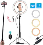 LTAYZ 10" selfie ring light, with adjustable tripod standing dimmable camera ring light and mobile phone holder for Live Stream Youtube Video Makeup Vlog Photography Compatible with iPhone Android