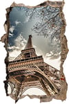 pixxp Rint 3D WD s2334 _ 62 x 42 géant Paris Tour Eiffel percée Mural 3D Sticker Mural, Vinyle, Multicolore, 62 x 42 x 0,02 cm
