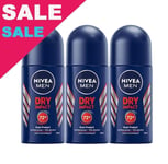 Nivea Dry Impact Men's Deodorant Antiperspirant Roll-on 3 x 50ml 1.69oz