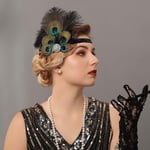 Serre-T¿ºte Vintage Ann¿¿Es 1920 Avec Strass Et Plumes De Paon - Accessoire De Costume Gatsby Le Magnifique Pour Femmes Et Filles