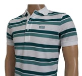 New Hugo BOSS men green white striped paddy pro suit golf tennis polo t-shirt XL