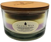 Crackle Wick Triple Scent Large Round Scented Candle - Triple Scent - Lemon Lavender, Blue Skies & Cotton, White Jasmine Blossom. 545g, in Glass Jar