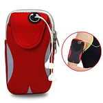 Phone bag Multi-functional Sports Armband Waterproof Phone Bag for 5 Inch Screen Phone, Size: M(Black) Asun (Color : Red+Grey)