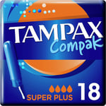 Tampax Compak Tampons, Super Plus With Applicator, 18 Tampons, Leak Protection