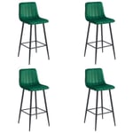 MADAME MEUBLE | Set med 4 Barstolar POZZA | Ergonomisk Design | GRÖN Sammet