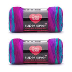 Red Heart Super Saver Jumbo Lot de 2 pelotes de laine à rayures Polo