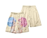 1PCS Swimming Shorts Mens Anime Ram Rem Re：Life In A Different World From Zero 3D Print Funny Hawaiian Beach Trunks Surf Gym With Pockets For Summer Beach Holiday M